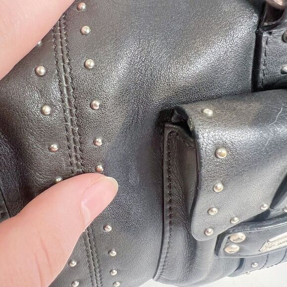 y2k Vintage Michael Kors Astor Black Leather Studded Shoulder Bag Rocker Chic - Picture 10 of 14